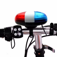 Bicycle Bell Police Car Light 6 LED 4 Tone Bicycle Horn LED Warning Light Electric Horn Siren Children Bike Scooter Cycling Lamp