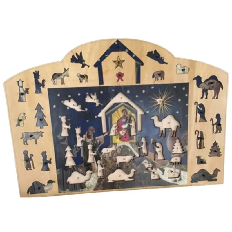 Nativity Scene Jigsaw Puzzle Advent Calendar Religous Puzzle Jesus Christian Puzzles Wooden Jigsaw Puzzles Ornament Crafts For