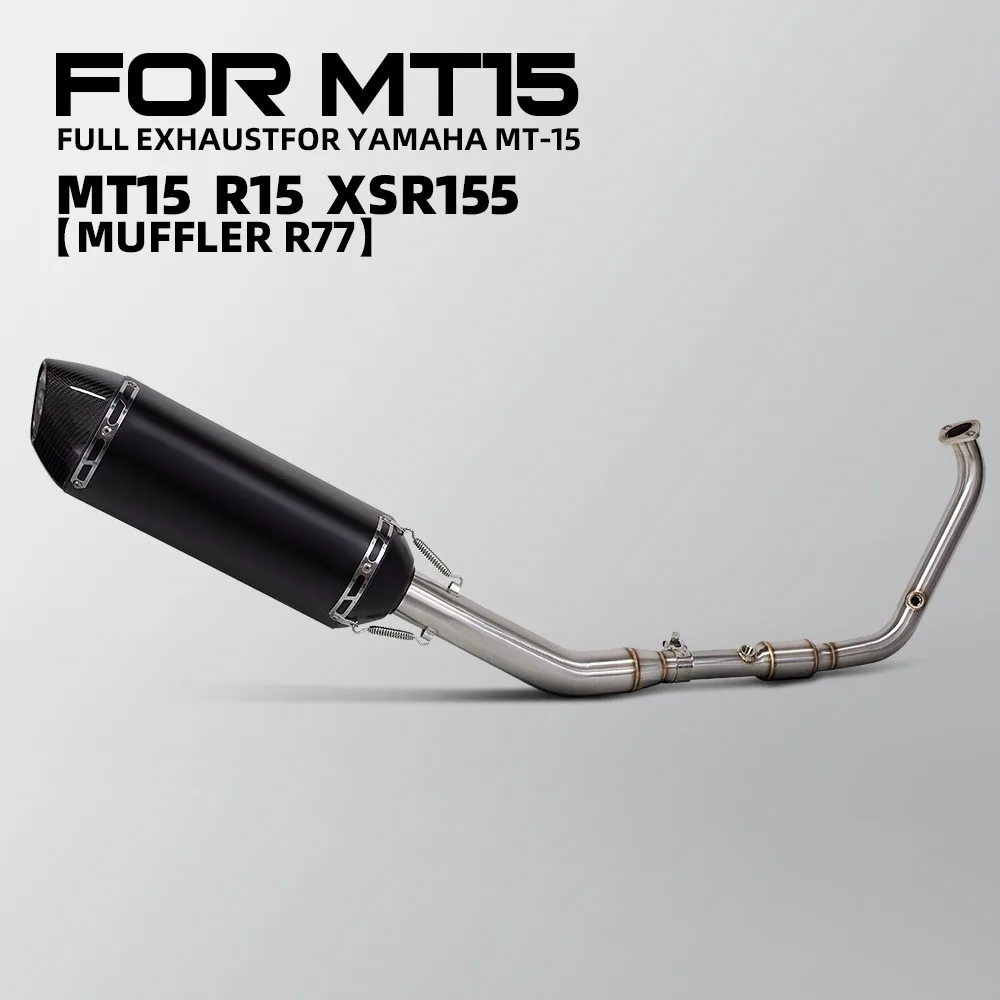 

For Yamaha R15 MT15 XSR155 2017-2024 years Motorcycle Exhaust Full System Stainless Manifold Connect R77 Muffler with DB Killer