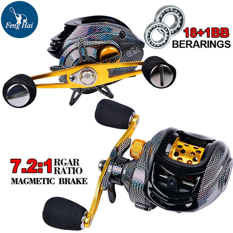 

Metal 18+1BAITCASE Reel Axle7.2:1Fishing Reel For All Fish Lightweight Carbon Fiber Wheel SeaWATER Fishing Gear Accessories