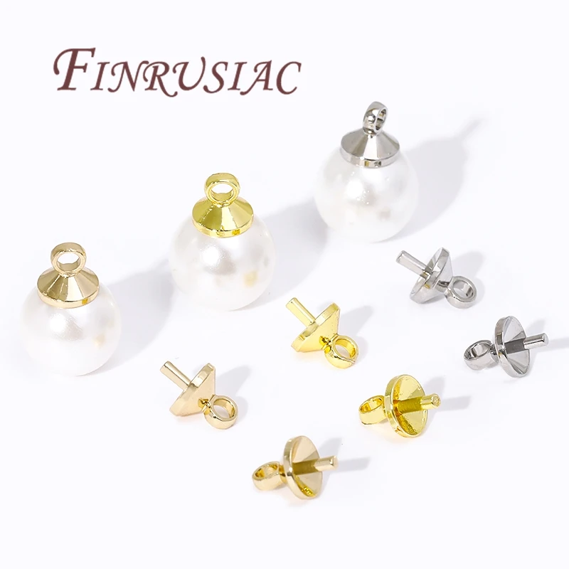 20/40 Stück 18K vergoldete Schraubösen-Anhängerverschlüsse, gebohrte Perlen-Endkappen, Anhänger-Charms, Verbinder für DIY-Schmuckherstellung