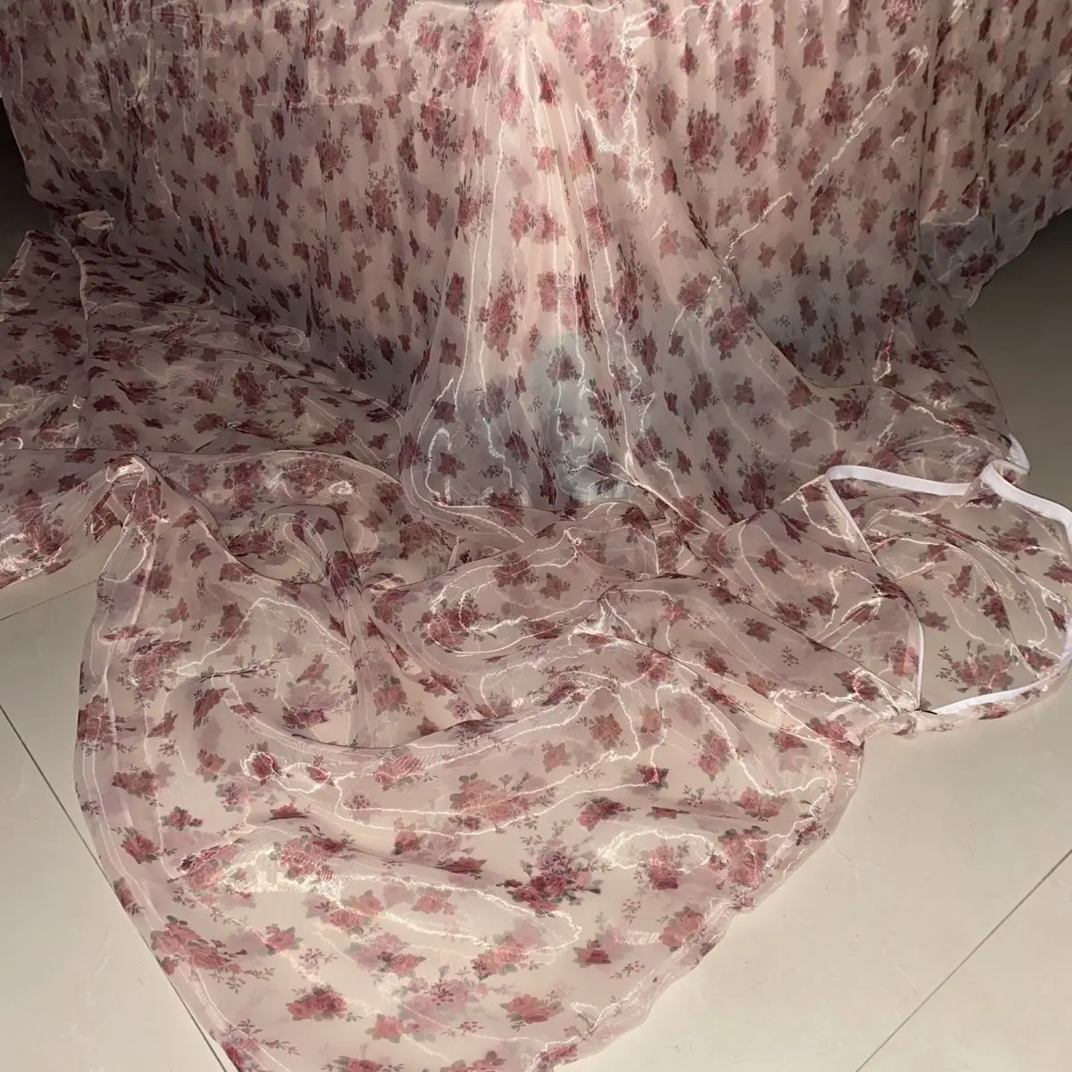 

No Pillow Cover 90.6*78.7in Glossy liquid water gauze organza cover with zipper Floral print ice cool bedspread home bedding