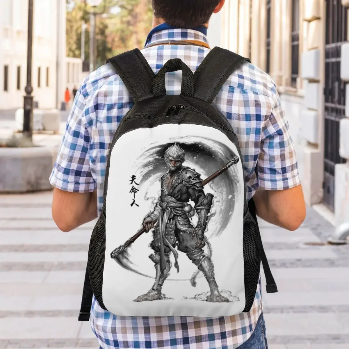 مخصص القرد الملك Wukong أسطورة الفولكلور حقائب الظهر للنساء الرجال مقاوم للماء كلية مدرسة لعبة فيديو عاشق حقيبة طباعة حقائب الكتب #6