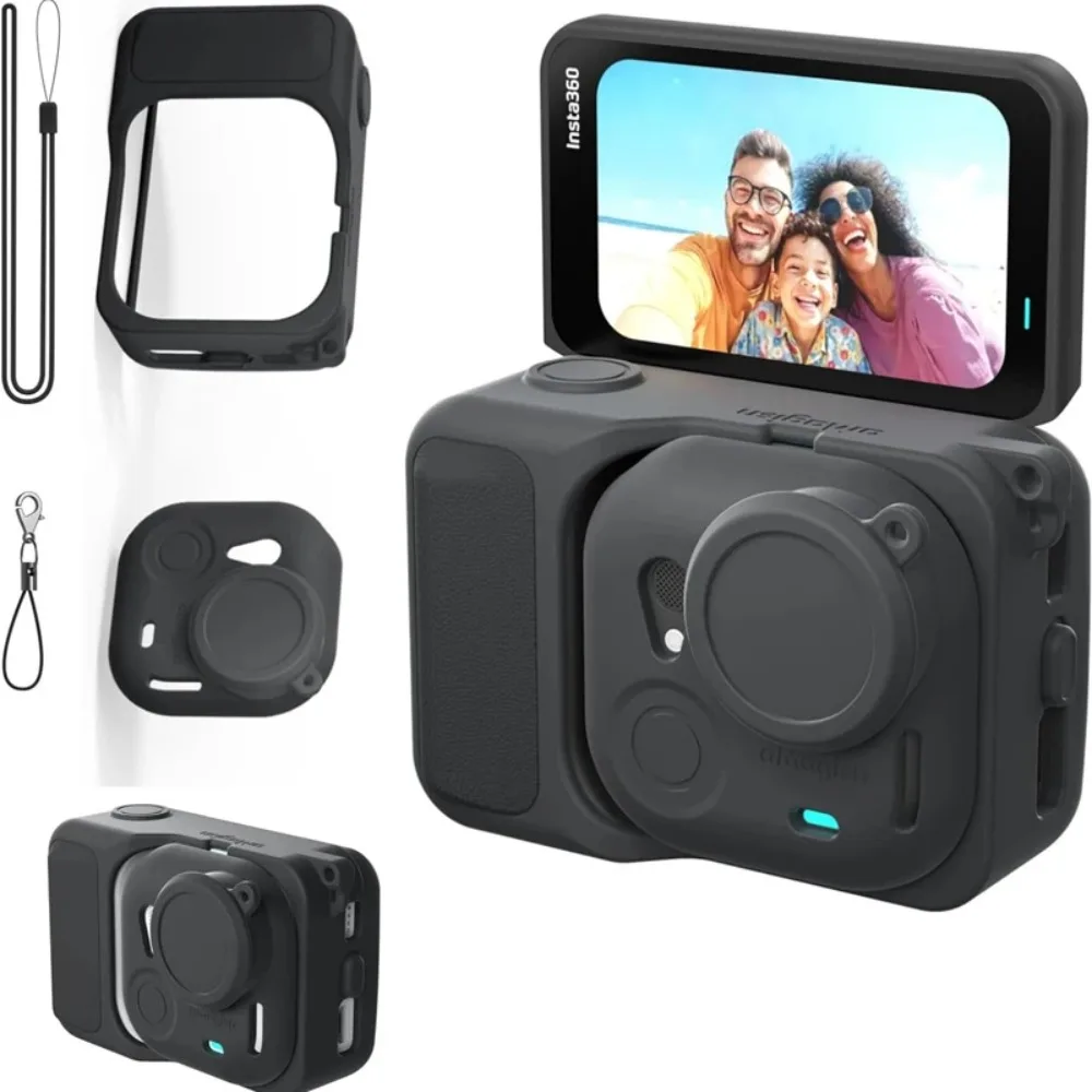 Silicone Case For Insta360 GO Ultra Action Camera Protective Cover Shell Built Lens Protection Film Anti-drop Camera Accessories