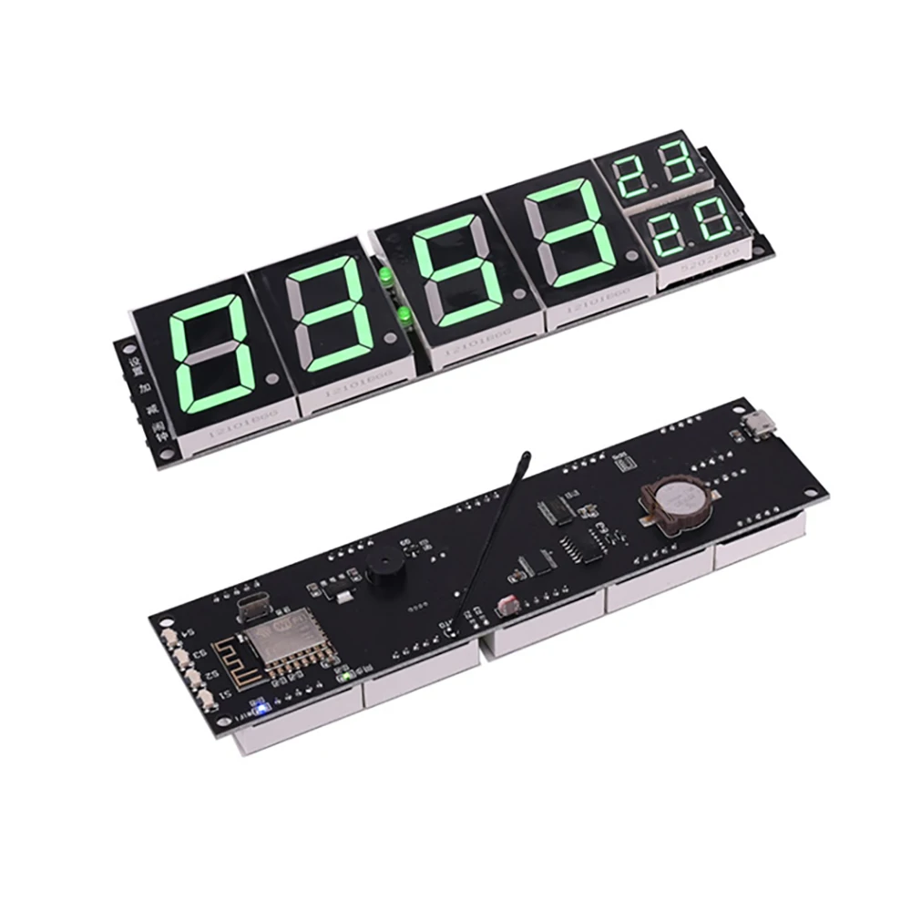 1.2 Inch Wifi Clock 24 Hours Electronic Clock LED Digital TIME Display Second Temperature Alarm Clock Wireless Network Timing