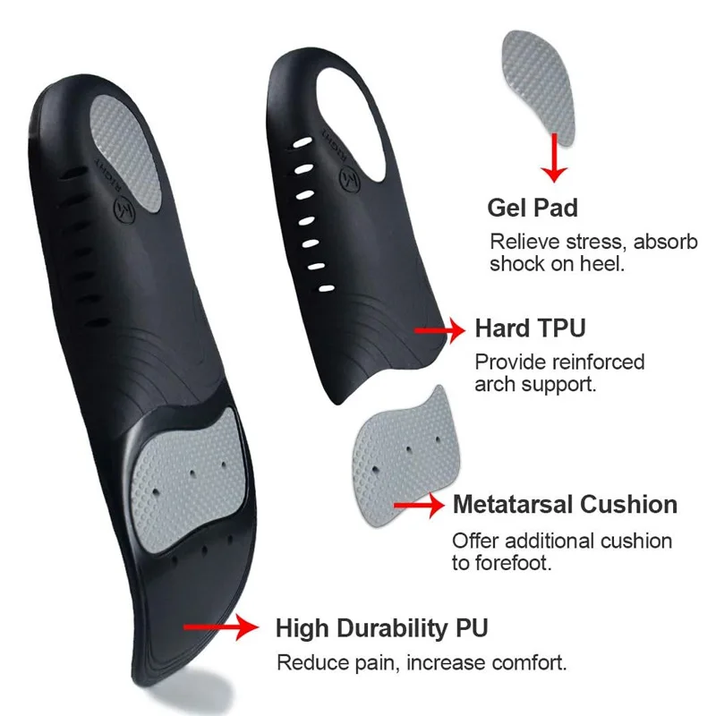 Pu Arch Orthopedic Insoles For Men And Women Arch Support Flat Feet Collapsed Everted Feet Non-medical Correction Insoles
