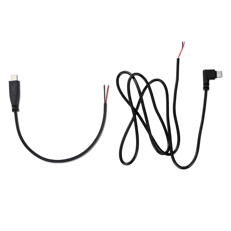 Male Type C to 2 Pin Extension Cord USB C Pigtail 2Pin Power Cable Line 22AWG Support 5V 3A for Electronics