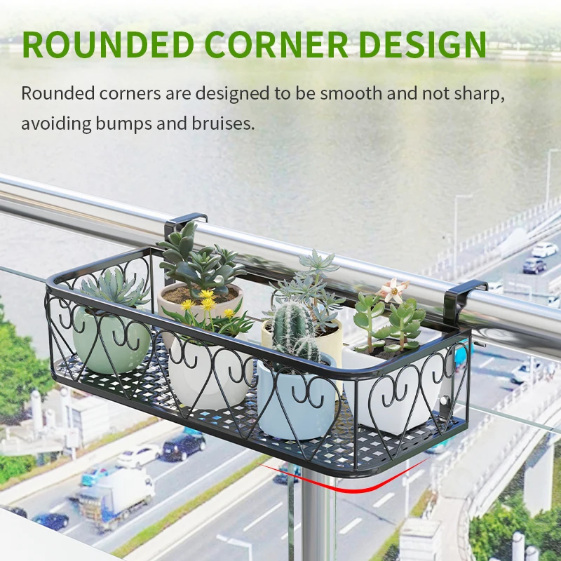 Plant Stand Shelves Balcony Flower Pot Rack Hanging Guardrail Succulent Flower Railing Shelf