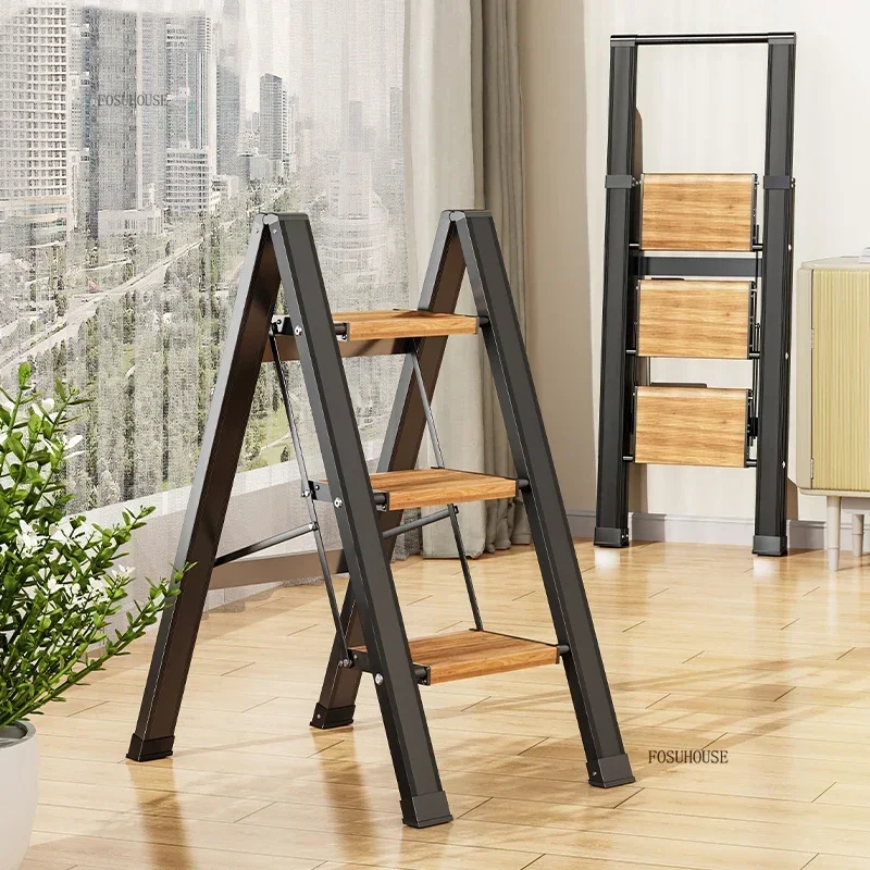 Thickened Folding Aluminium Ladders Home Herringbone Ladder Modern Minimalist Indoor Multi-functional Portable Folding Ladder