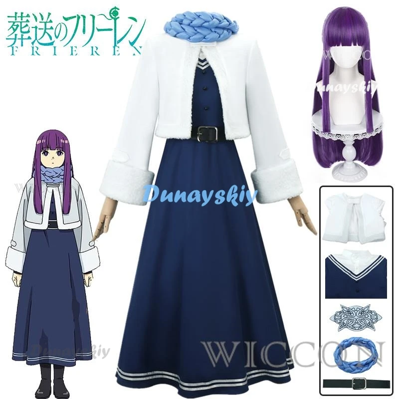 Fern Cosplay Costume Anime Frieren Beyond Journey's End Wig Dress Uniform Scarf Winter on The Northern Lands Halloween Women Cos