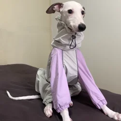 Summer Spring Waterproof Jacket for Dogs 4-legged Purple Raincoat for Italy Greyhound Inner Mesh Breathable Coat for Whippet
