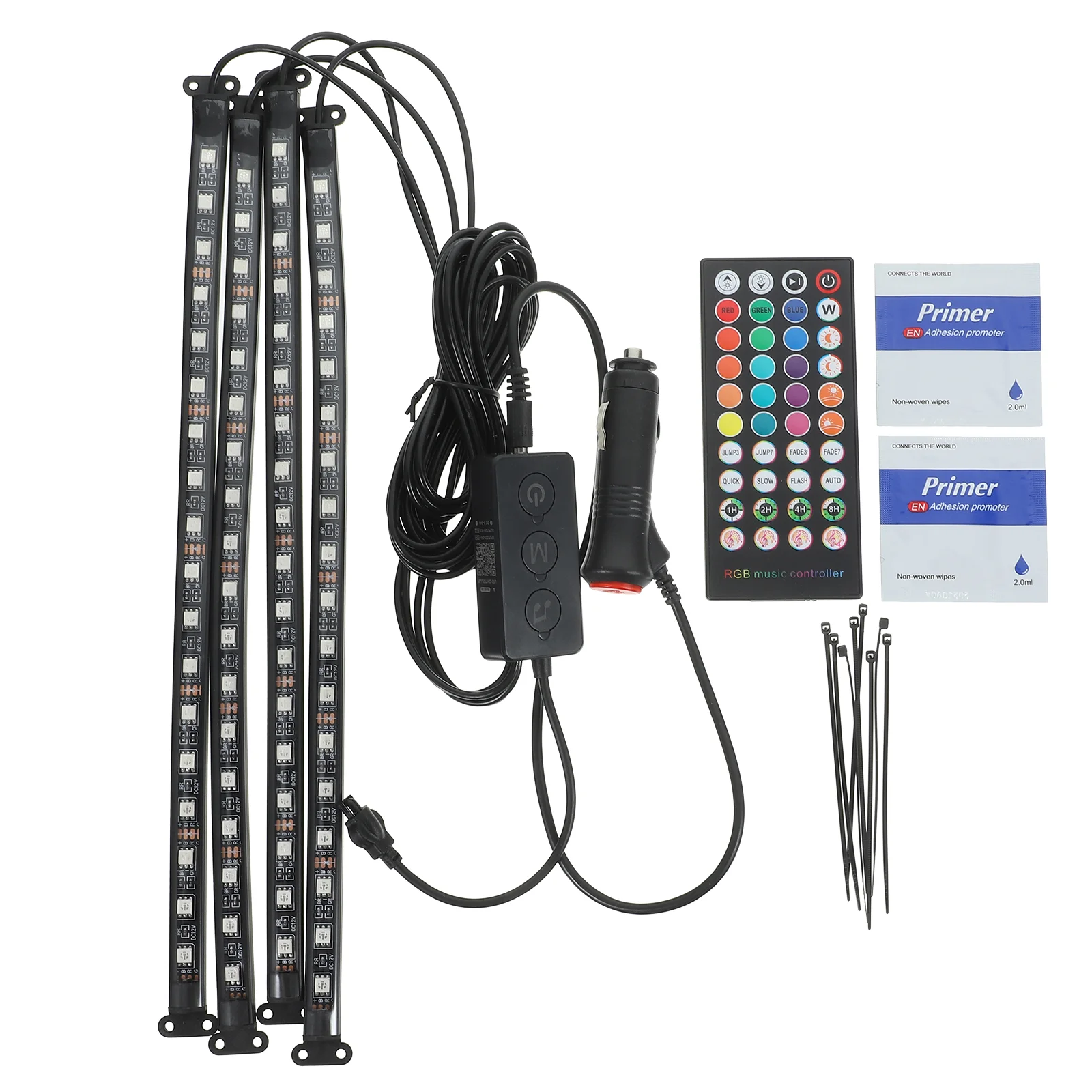 LED Car Interior Light Bar Remote Control App Adjustable-72led One to Four Lights for inside Decoration Plastic