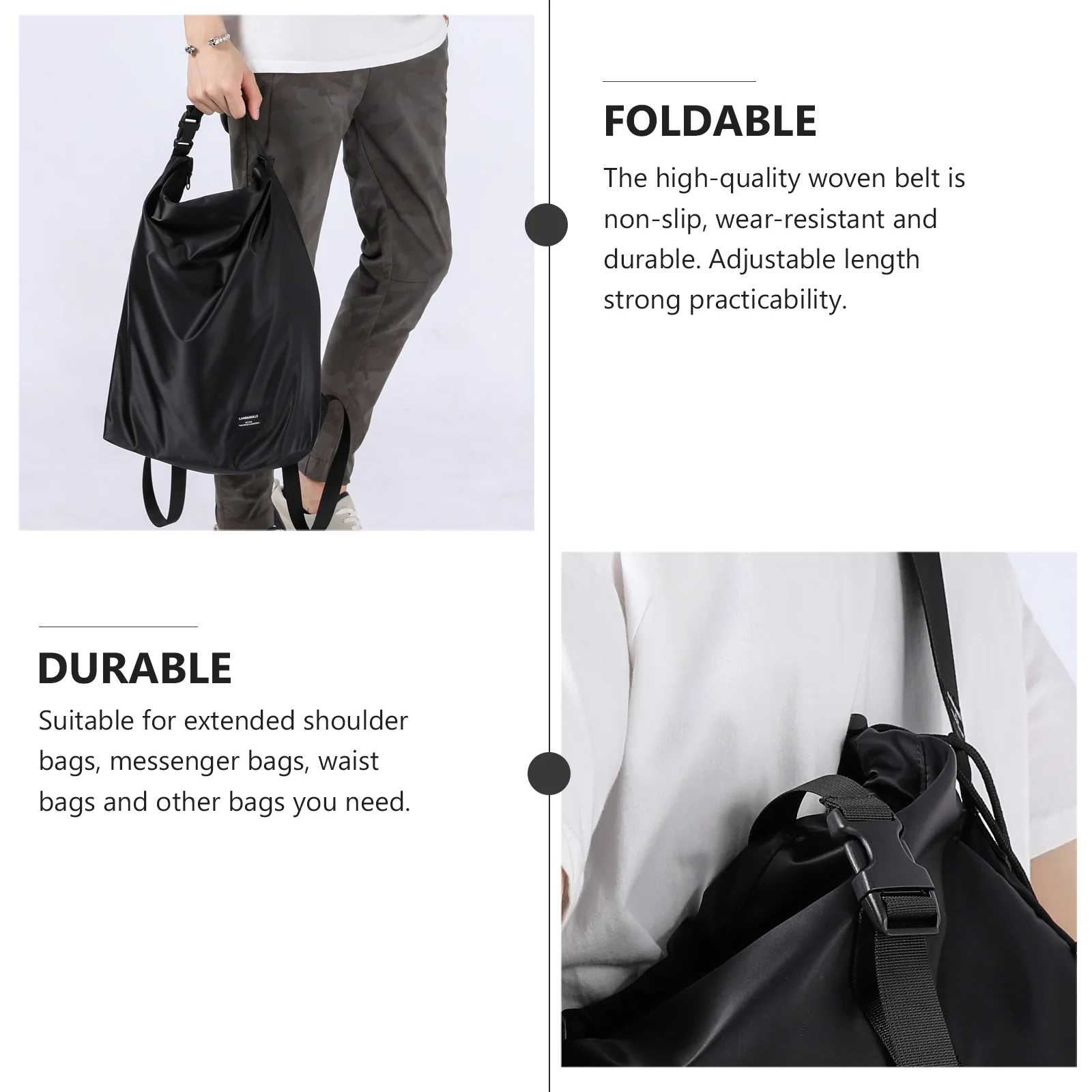 Cross Body Bag Waist Pack Extender Messenger Extenders Accessories Black Accessory Belt