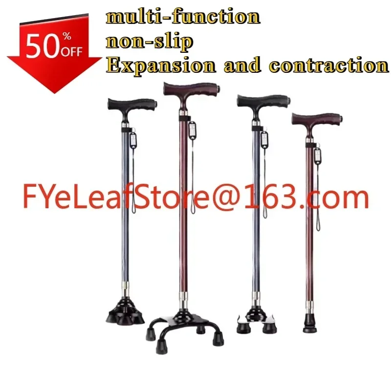 Vendite caldeLuce multifunzionale portatile in lega di alluminio per stampelle quadrupede per anziani, telescopiche antiscivolo