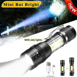 Ultra Bright Portable LED Flashlight COB+XPE Mini Zoom Torch USB Rechargeable Outdoor Camping Emergency Flashlights Lantern
