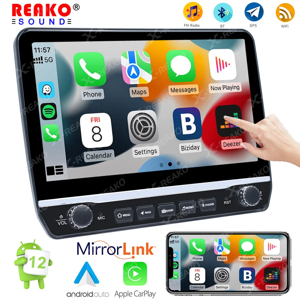 

X-REAKO Universal 10 Inch Car Radio Player Carplay Mirror Link Android Auto WIFI GPS BT FM Universal Multimedia Touch Screen