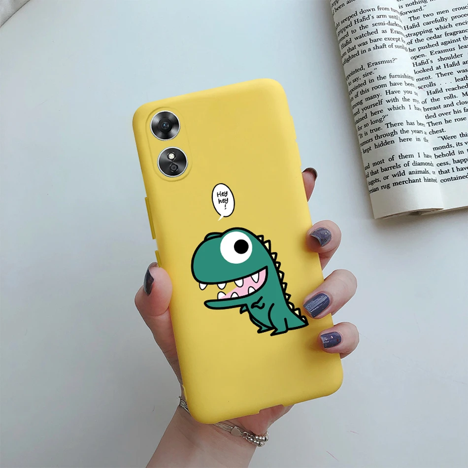 For Oppo A17 CPH2477 Case Cute Cat Cactus Phone Shell On For Cover Oppo A17 A 17 Oppo A17k 2022 4G Soft Silicone Housing Hoesje