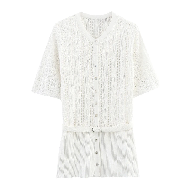 

Лето 202, женский трикотаж с поясом Me, V-ne ort Sve, верхняя одежда стандартной посадки для поездок на работу, чистый цвет Z