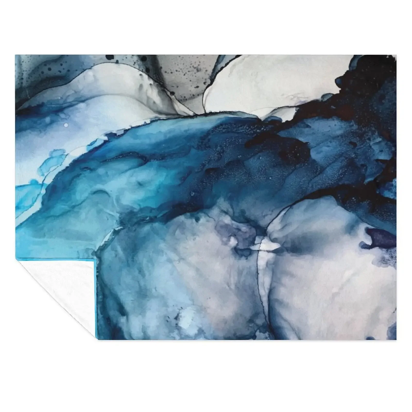 

White Sand Blue Sea - alcohol ink painting Throw Blanket Beautifuls Warm for babies Travel Blankets