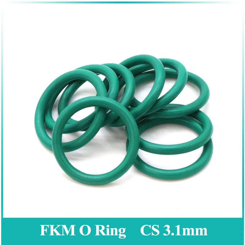 

10/50Pcs Green FKM O Ring CS 3.1mm OD 10mm ~ 175mm Sealing Gasket Insulation Oil High Temperature Resistance Fluorine Rubber