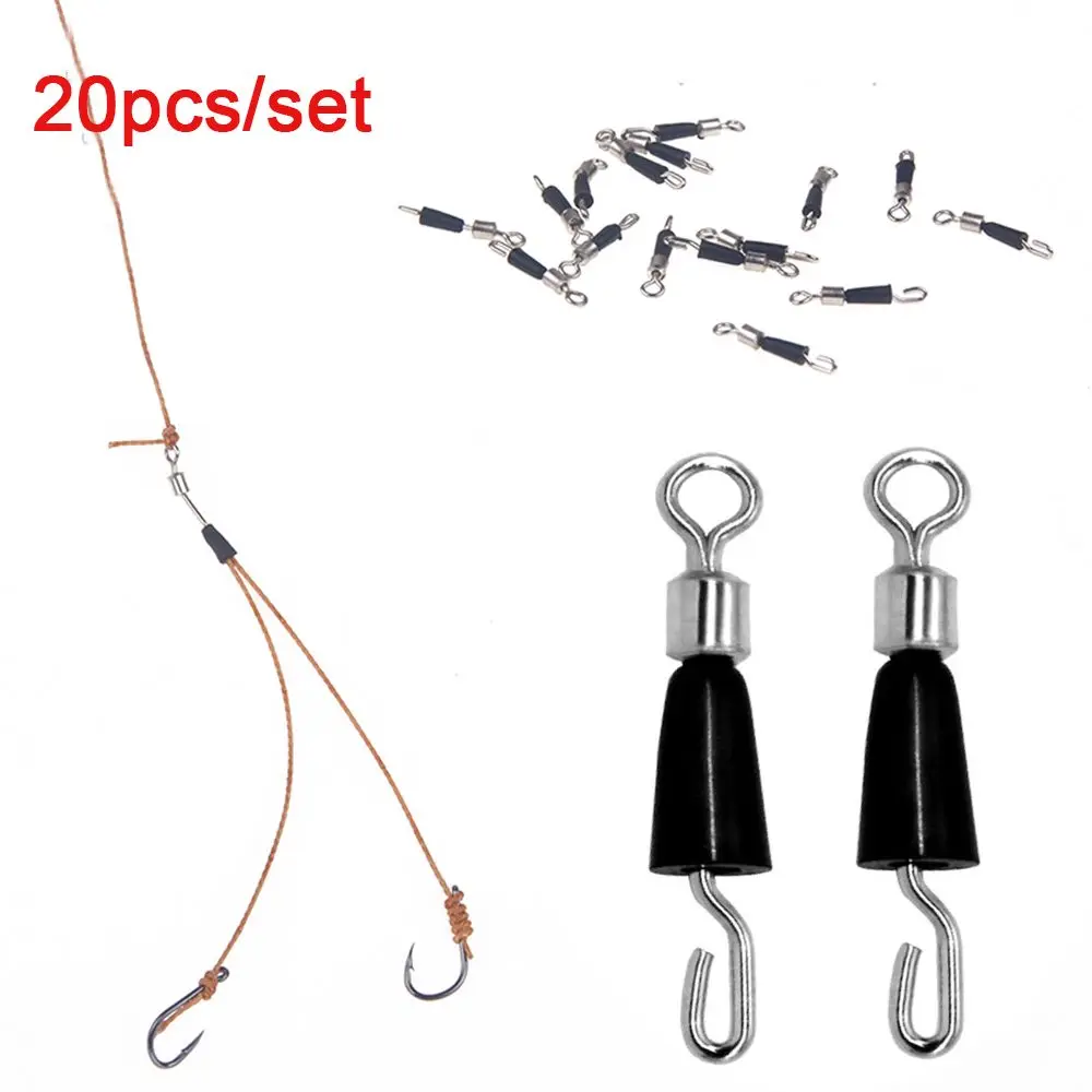 20Pcs/lot High Quality Tackle Accessories Fast Link New Rolling Connector Fishing Swivels Snap 8 Word Ring Line clip