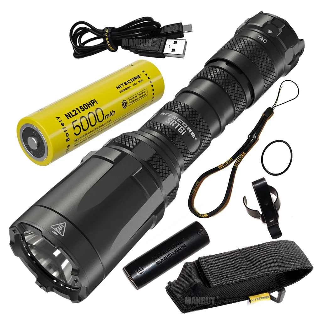 

NITECORE SRT6i Smart Ring 2100 Lms USB-C Rechargeable 5000mAh 21700 Battery STROBE READY Waterproof Tactical Flashlight Outdoor