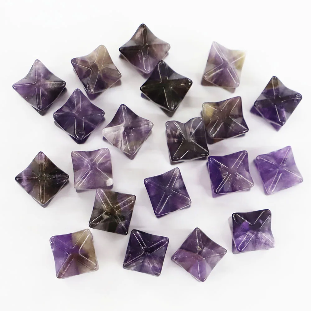 Free Shipping 20mm Natural Stone Non-porous Merkaba Hexaxed Star Amethyst Decoration DIY Reiki Healing Adornment Wholesale 10Pcs