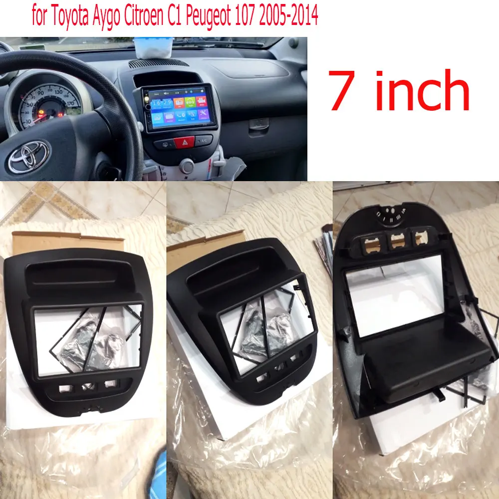 Fascia Dash Kit DVD Panel Stereo Cover Mount Double 2 Din Car Radio Frame for Toyota Aygo Citroen C1 Peugeot 107 2005-2014