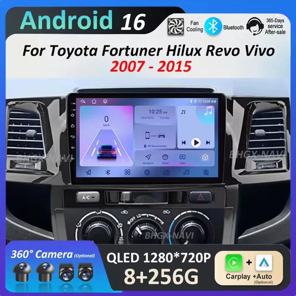 

for Toyota Fortuner Hilux Revo Vivo 2007 2008 2009 2010- 2015 GPS Navigation Android 16 Touch Screen Car Video Multimedia Player
