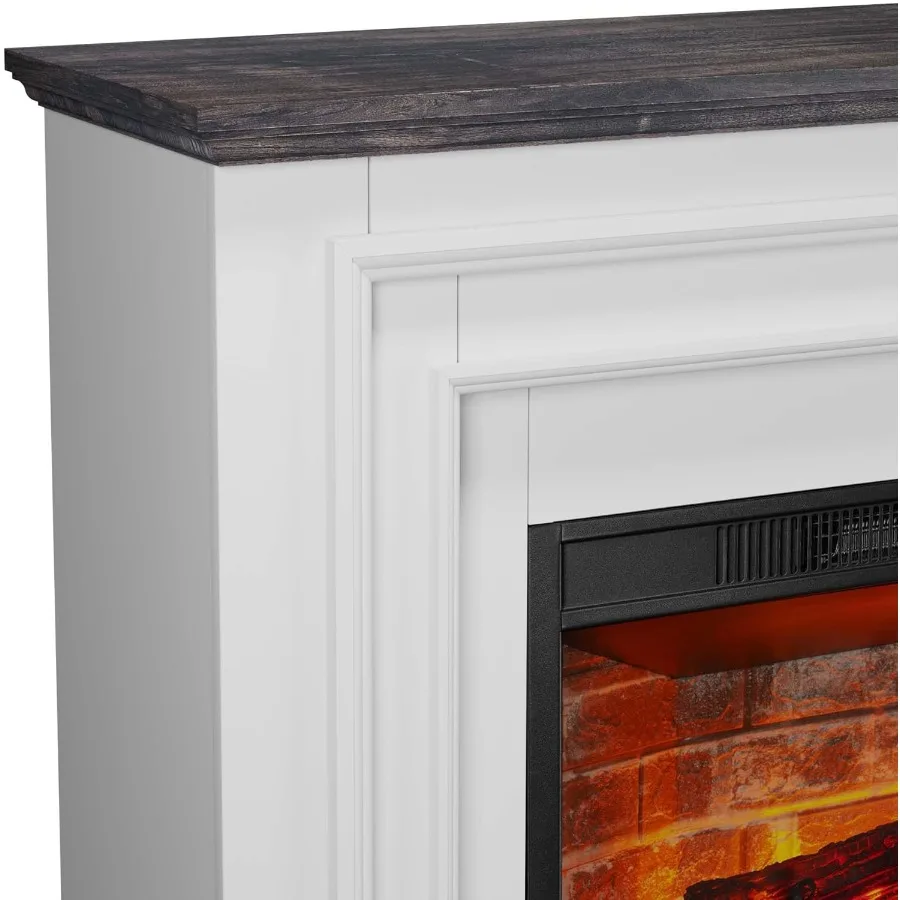 44 مدفأة كهربائية مع مركز ترفيهي LED Mantel يتميز 23 تصميم مدفأة من الطوب الأحمر لغرفة النوم وغرفة المعيشة