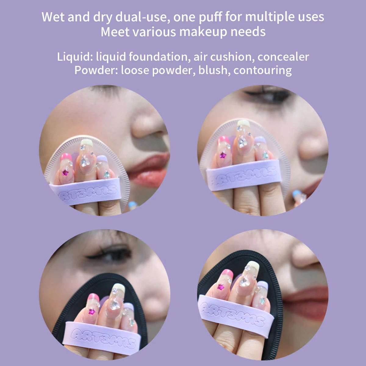 Nieuwe Convex Mist Poederdons Nat Zwart Dun Dun Kleine Oor Poederdons Bottom Make-up Poederdons