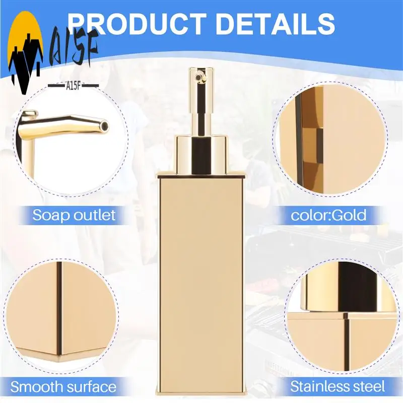 

A15F-дозатор жидкого мыла для ванной комнаты, настенный золотой гель для душа, моющее средство, бутылка шампуня для кухни, отеля, дома