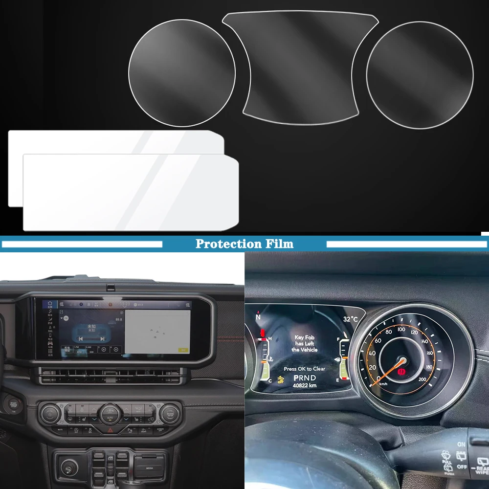 Car Interior Dashboard Panel Navigation GPS Screen Protector Touchscreen Tempered Glass Film for Jeep Wrangler JL 2024+ Rubicon