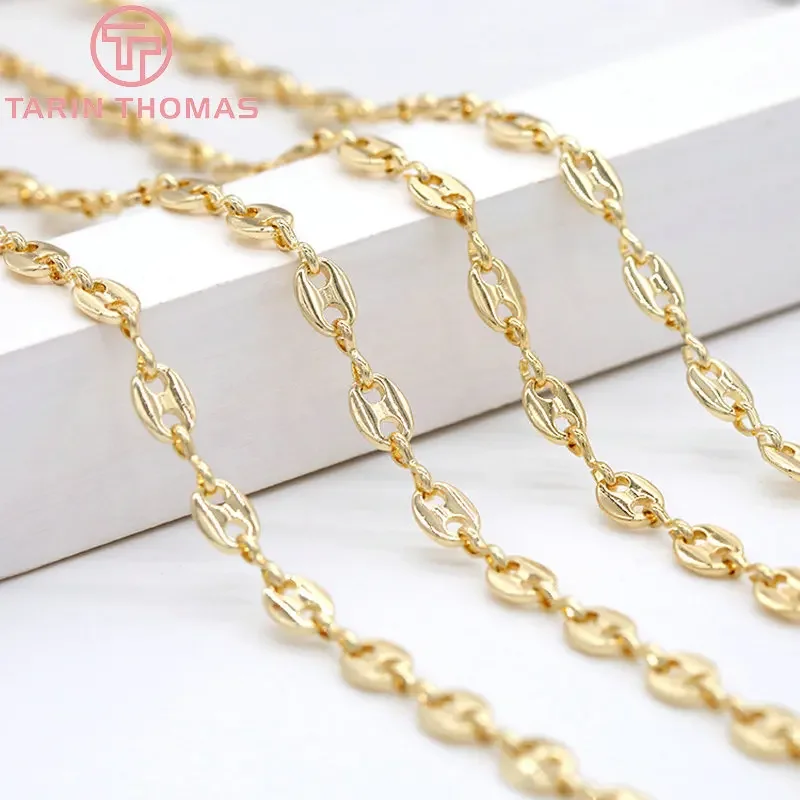 

(6450) 50CM Width 5MM 24K Gold Color Plated Brass Necklace Chains Bracelet Chains High Quality Jewelry Accessories Wholesale