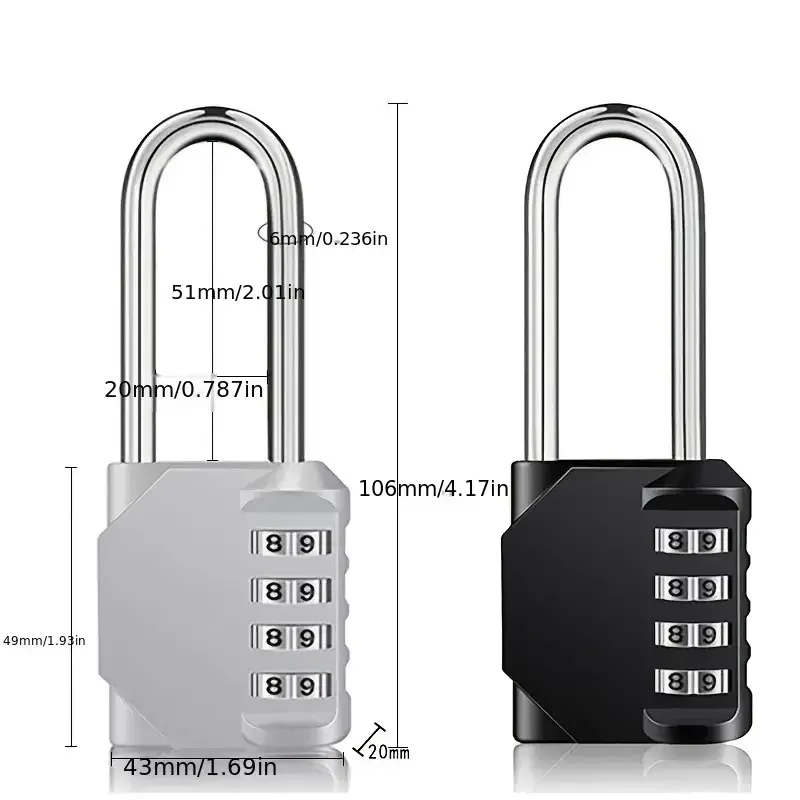 Imagem -06 - Cadeado Anti-roubo de Segurança Dígitos Combination Lock Fechadura da Porta para Gaveta Gabinete Ginásio Exterior Liga de Zinco