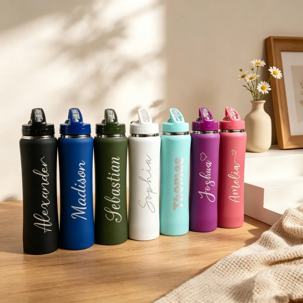 1. Custom Name Soccer Stainless Steel Water Bottle With Straw Lid, Personalized Football Sports Insulated Tumbler, Birthday Gift view 3