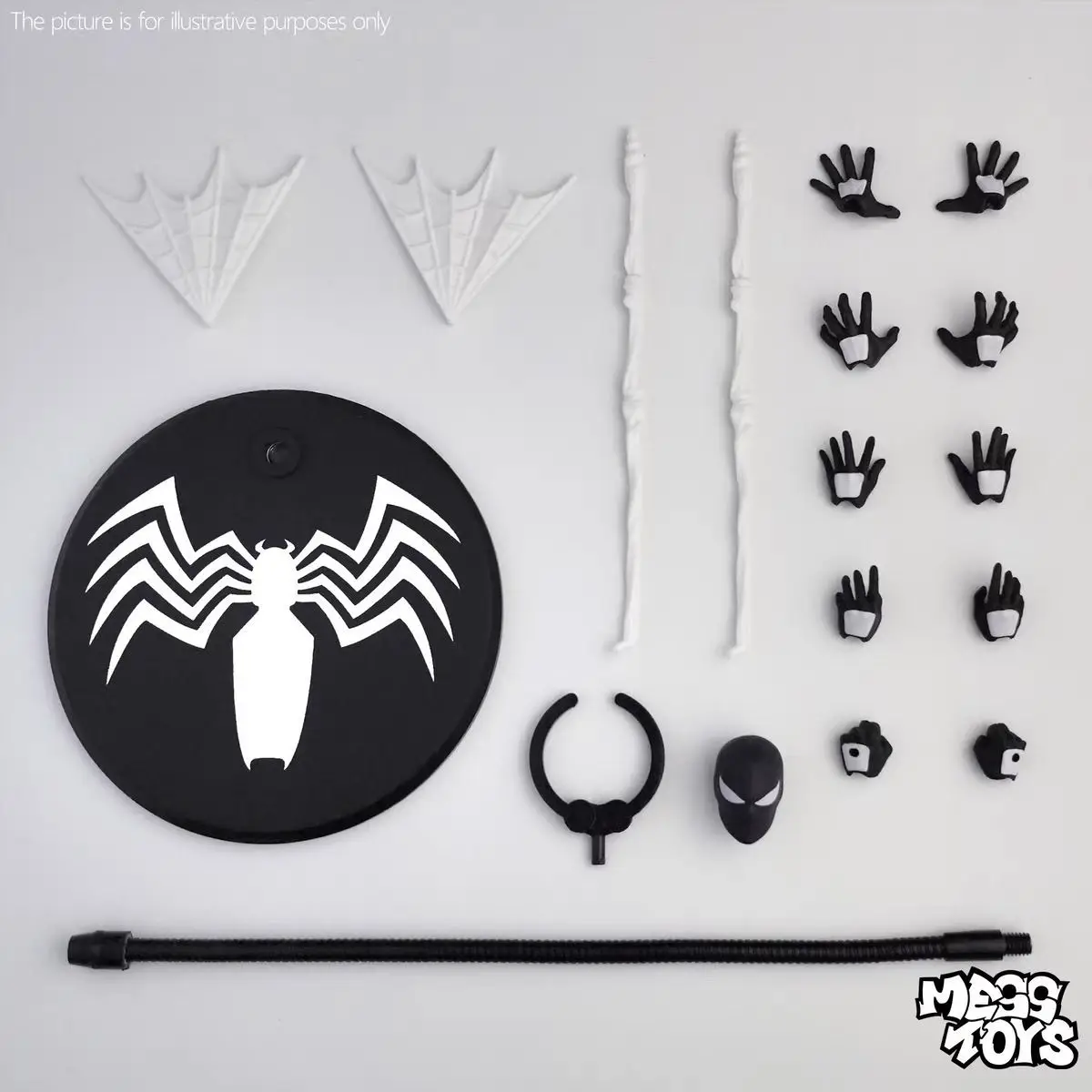MESS TOYS Black Neighbor Symbiosis Spider-Man Anime Figura Black Venom Battle Clothes Modello congiunto Desk Decor Collection Toy Gift