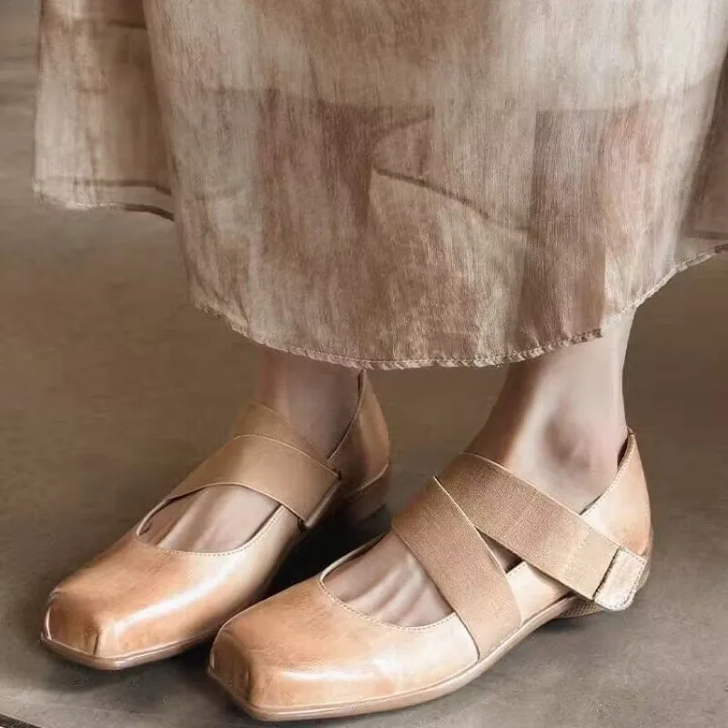 

Удобные модные туфли на одинарной платформе, женские нескользящие туфли с квадратным носком и низким каблуком, большие размеры