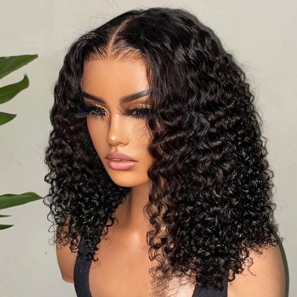 220% Deep Wave 13x6 Transparent Lace Frontal Wig 13x4 Loose Curly Wigs Short Bob Wig 100% Human Hair Glueless 6x6 HD Closure Wig