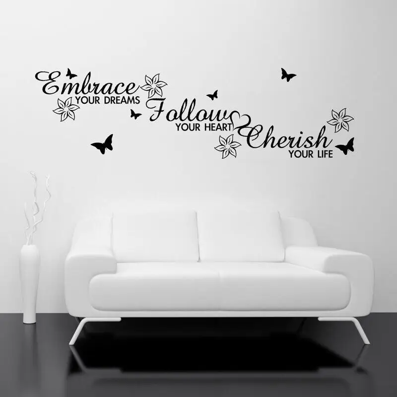 Семейная любовь мечта сердце комната настенная художественная Виниловая Наклейка Цитата объятия следовать за ценой переводка роспись трафарет передача 3Q18