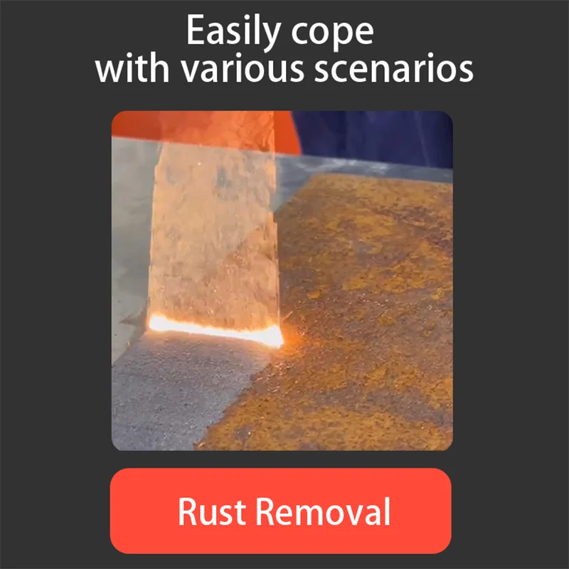 Macchina per la pulizia laser portatile da 200 W Dispositivo per la rimozione della ruggine Spellafili per vernice Detergente per superfici in legno e metallo Mini design del carrello