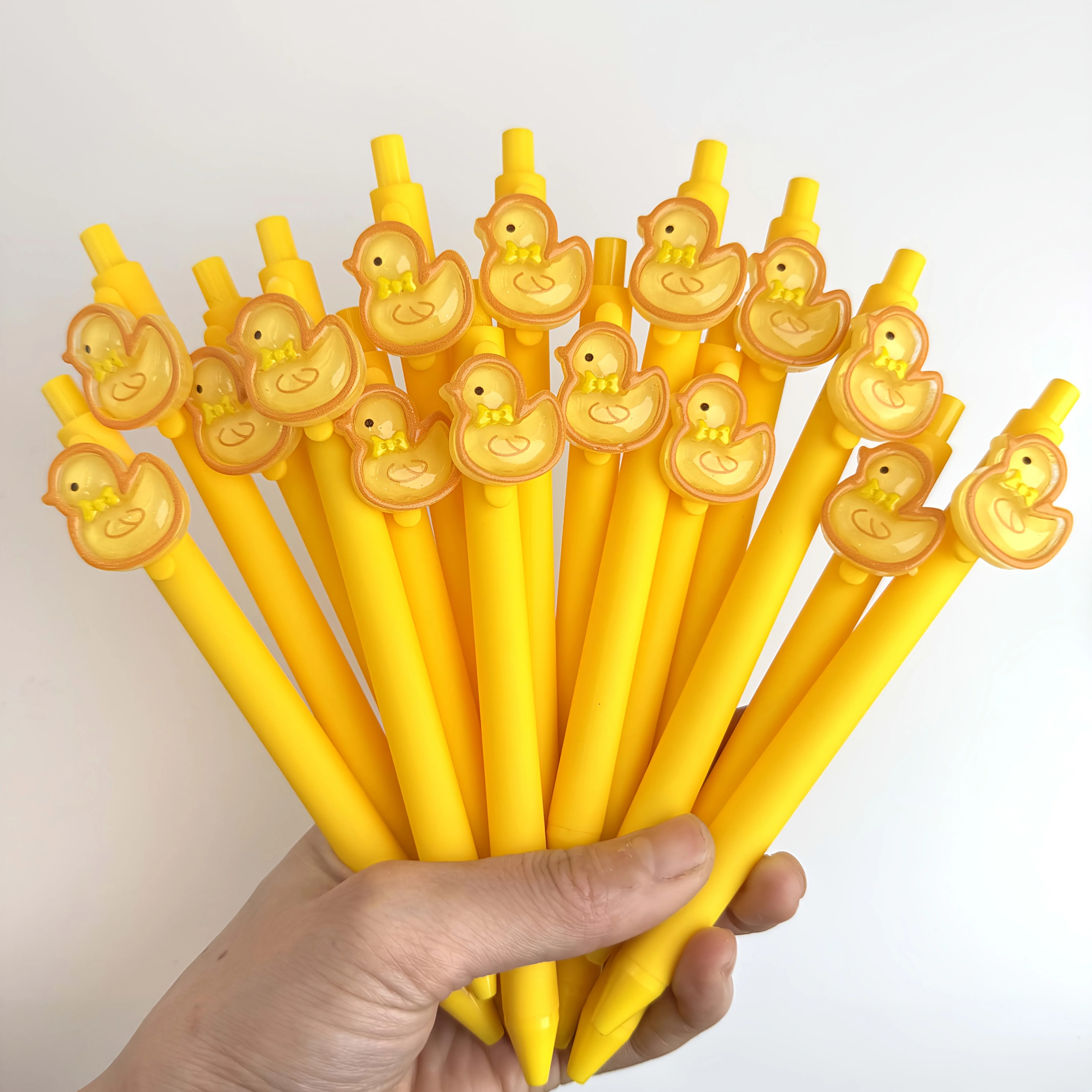 10Pcs Back to School Yellow Duck Gel Pens, Cute Retractable Click Pens Black Ink for Office School Supplies