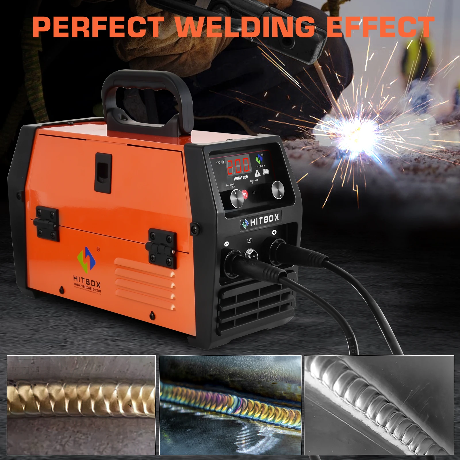 HITBOX Semi-Automatic Welding Machine 3 In 1 Tig Argon Arc MIG Inverter Welding Machine 110v 220V Gas-Less HBM1200