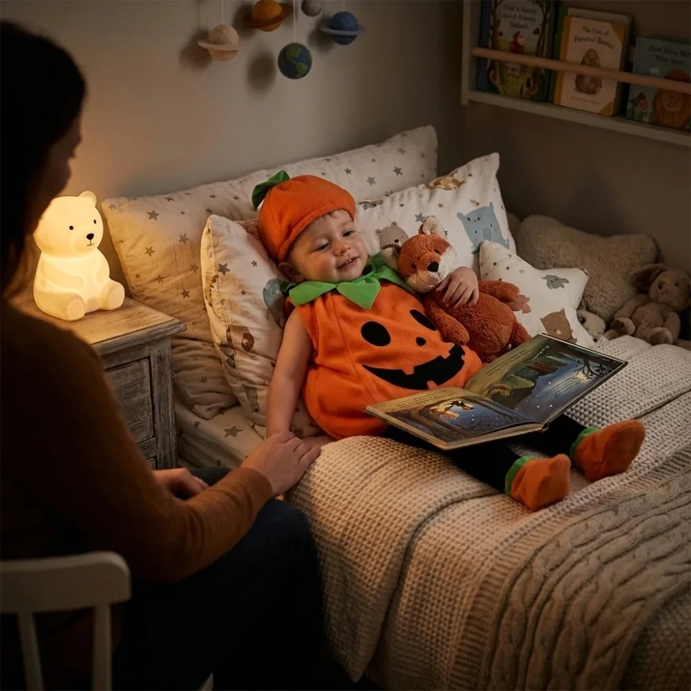 Cute Pumpkin Shaped Cosplay Outfit Plush Puffy Sleeveless Jumpsuit With Classic Lantern Face Pattern Matching Pumpkin Top Hat And Foot Cover Soft Fabric For Halloween Parties Festival Activity Masquerade Events Themed Photo Shooting Holiday Costume Outfit