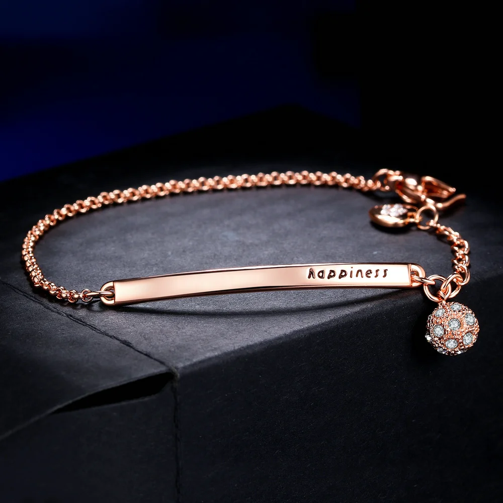 Anti Allergy OL Style AAA+ Cubic Zirconia Fashion Bracelets &Bangles Rose Gold Color Crystal Jewelry For Women pulseras DWH195