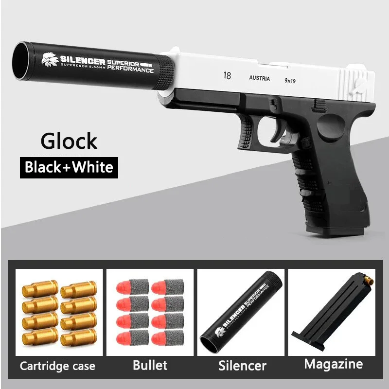 Newest Glock18 Shell Ejecting Pistol Soft Bullet Toy Gun Weapon Children Armas Shoot Outdoor Game Boys gift