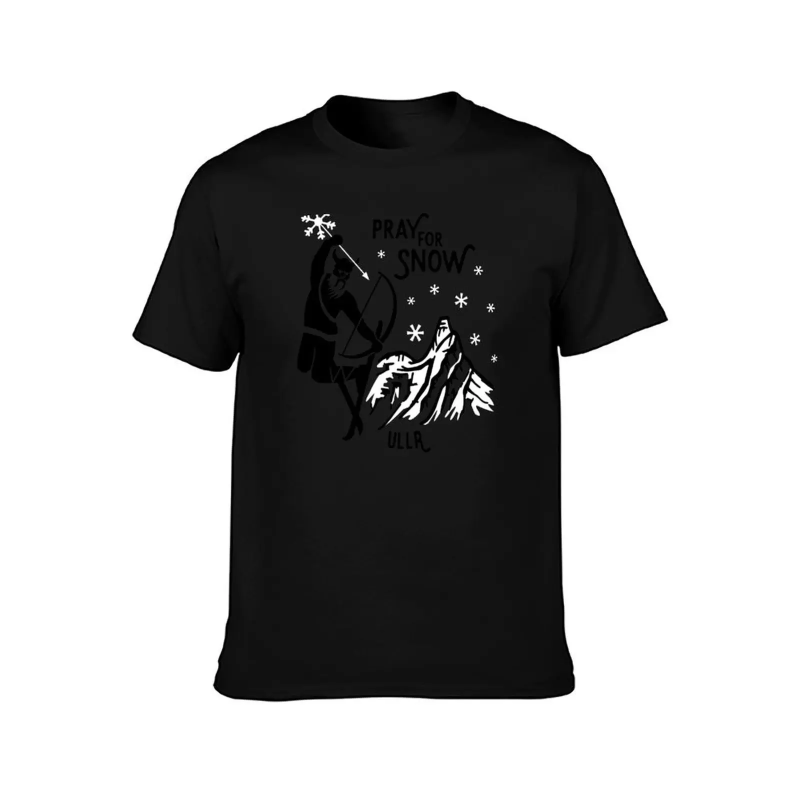 Ullr Pray for snow - black-white T-Shirt Basic Solid Color Casual Tee Shirt