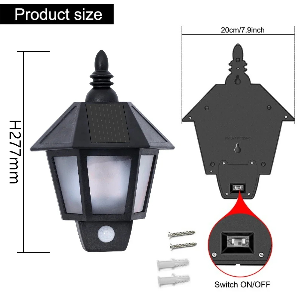 Lampu Dinding LED luar ruangan, lampu jalan taman Sensor gerak, lampu eksternal Retro tahan air