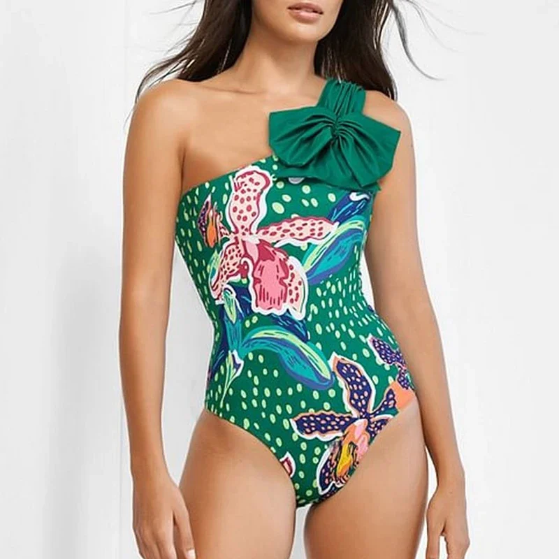 2025 nouveau Flaxmaker une pièce maillot de bain Sexy femmes imprimé une épaule maillots de bain femmes plage couvrir maillot de bain maillots de bain