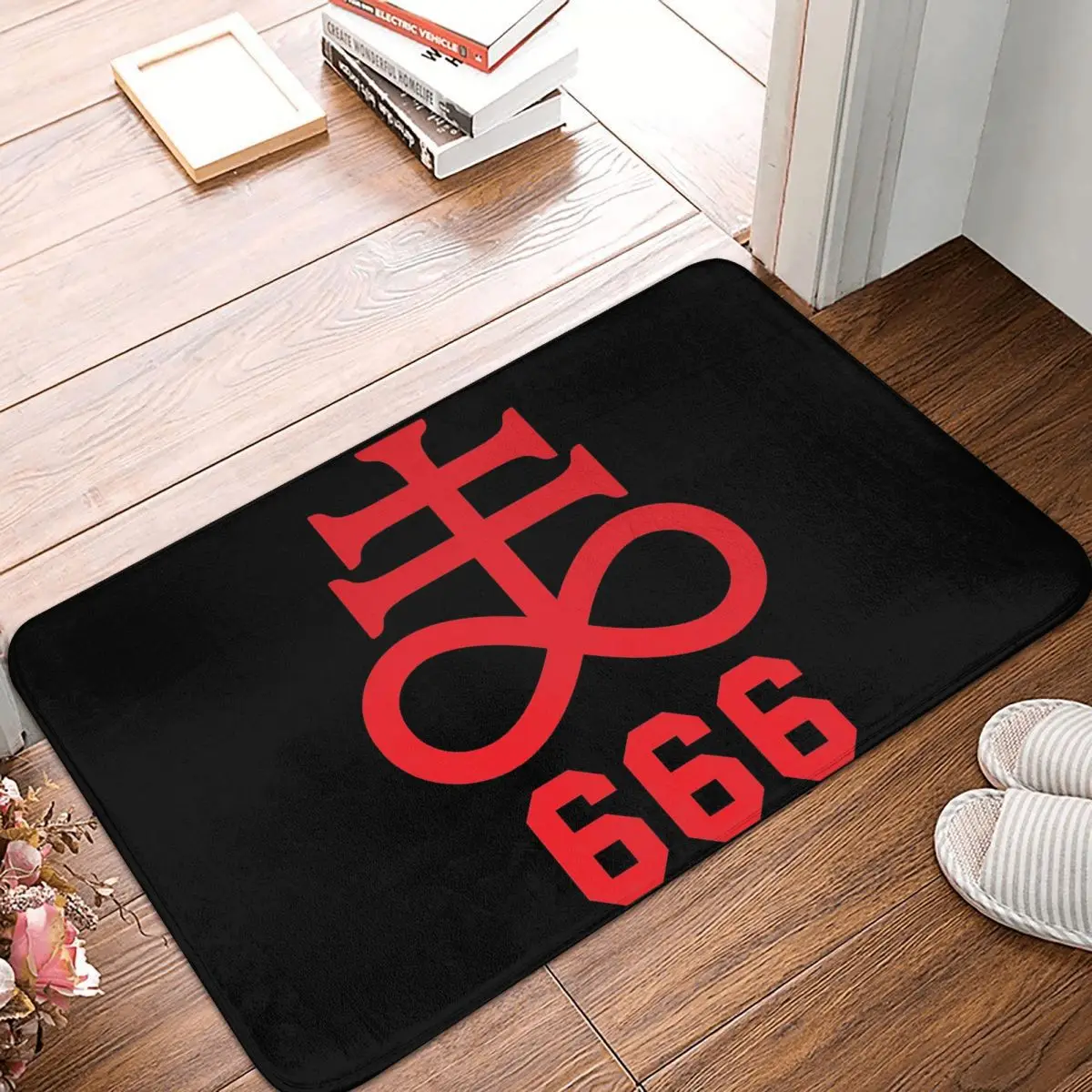 Leviathan Cross Satan 666 Baphomet Satanic Symbols Anti-slip Doormat Floor Mat Carpet Rug for Kitchen Entrance Home Footpad Mats